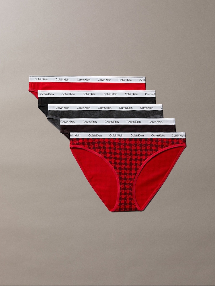 Calvin Klein Black 5 Pack Bikini Briefs Icon Logo - Image 1 of 6