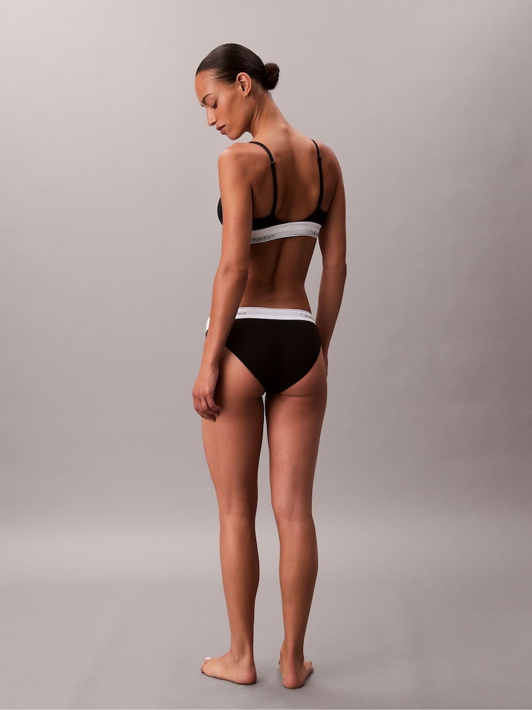 Calvin Klein Black Lightly Lined Triangle Bralette - Icon Cotton Modal - Image 2 of 6 Calvin Klein Black Lightly Lined Triangle Bralette - Icon Cotton Modal - Image 2 of 6