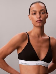 Calvin Klein Black Lightly Lined Triangle Bralette - Icon Cotton Modal - Image 4 of 6
