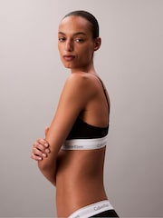 Calvin Klein Black Lightly Lined Triangle Bralette - Icon Cotton Modal - Image 6 of 6