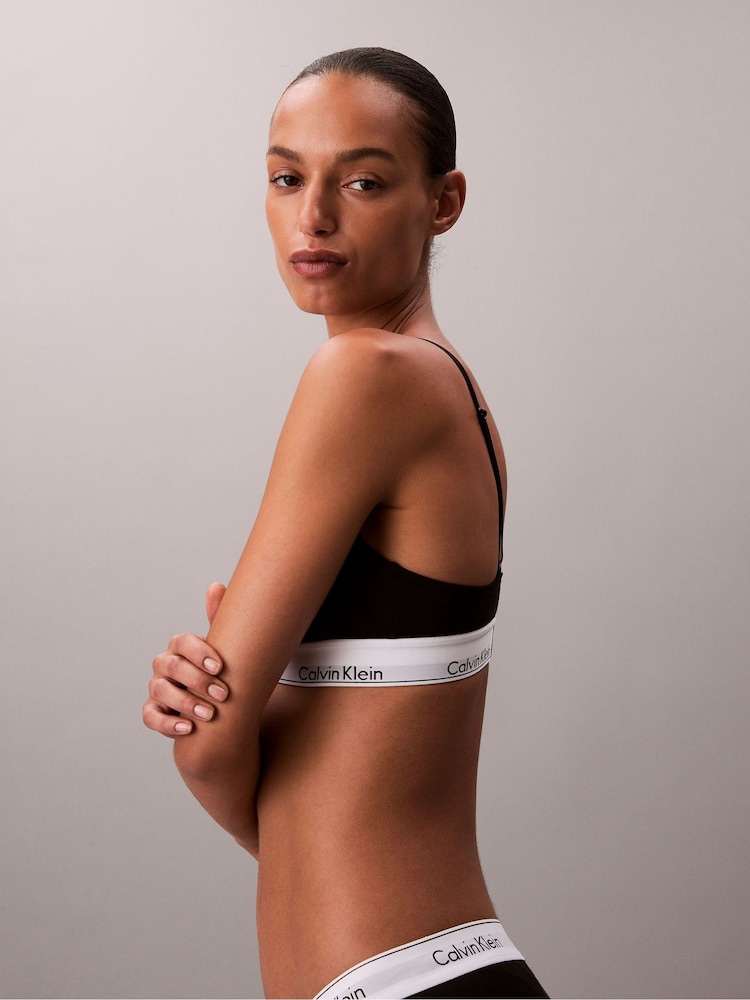 Calvin Klein Black Lightly Lined Triangle Bralette - Icon Cotton Modal - Image 6 of 6 Calvin Klein Black Lightly Lined Triangle Bralette - Icon Cotton Modal - Image 6 of 6