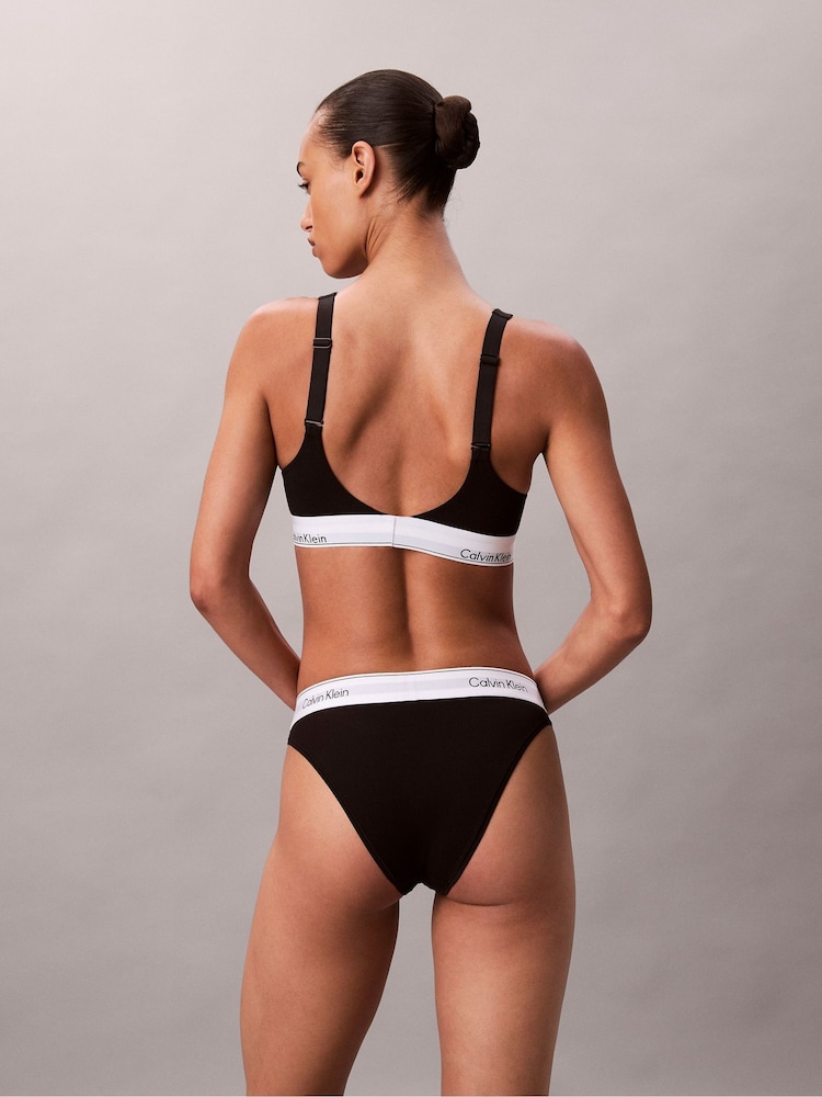 Calvin Klein Black Lift Bralette - Icon Cotton Modal - Image 2 of 4 Calvin Klein Black Lift Bralette - Icon Cotton Modal - Image 2 of 4