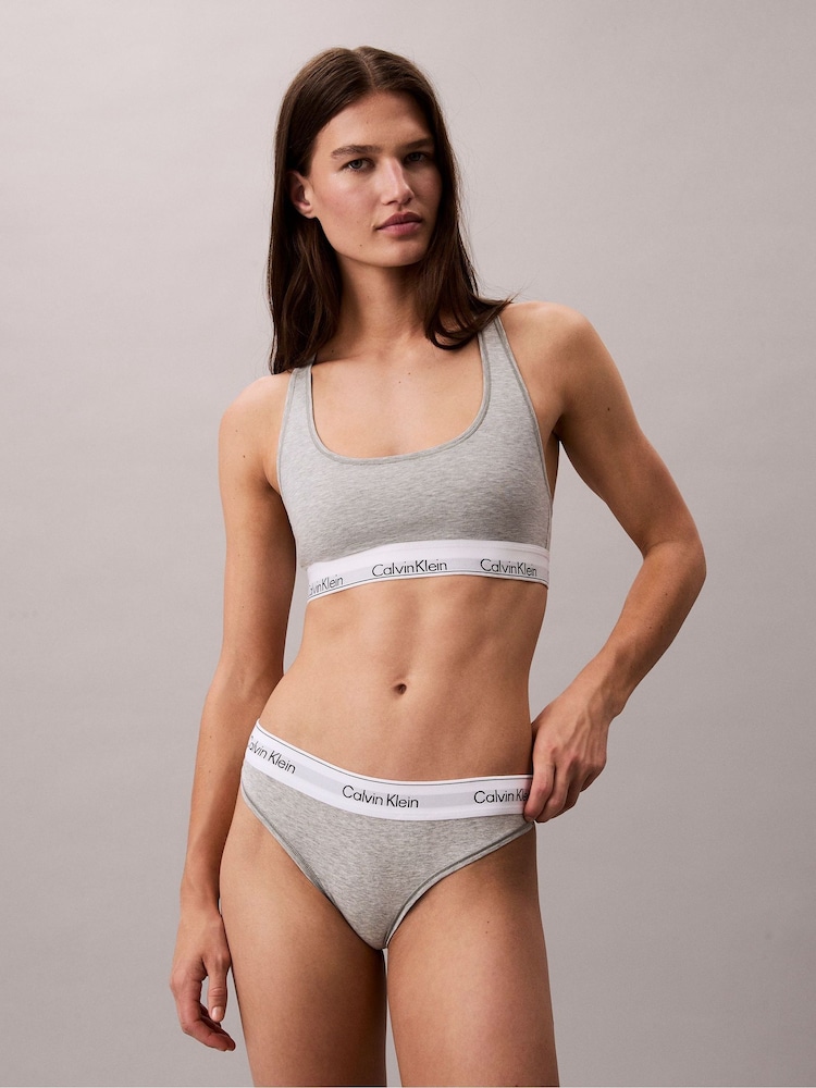Calvin Klein Light Grey Thong Icon Cotton Modal - Image 1 of 7 Calvin Klein Light Grey Thong Icon Cotton Modal - Image 1 of 7