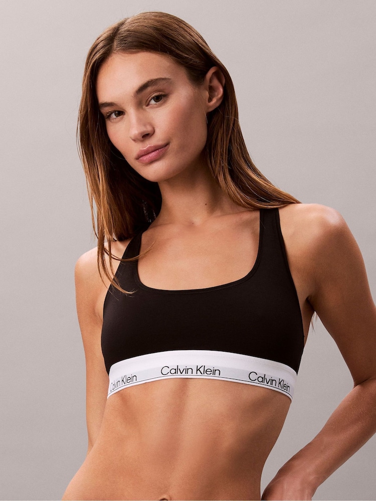 Calvin Klein Black Icon Cotton Modal Unlined Bralette - Image 5 of 5 Calvin Klein Black Icon Cotton Modal Unlined Bralette - Image 5 of 5