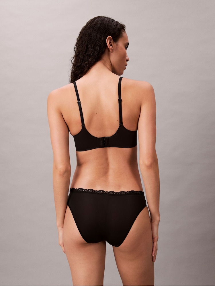 Calvin Klein Black Bikini Briefs Microfibre Stretch with Lace - Image 2 of 7