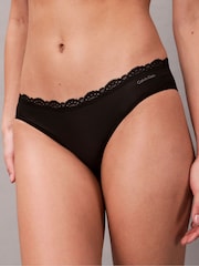 Calvin Klein Black Bikini Briefs Microfibre Stretch with Lace - Image 5 of 7