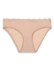 Calvin Klein Natural Bikini Briefs Microfibre Stretch with Lace - Image 1 of 1