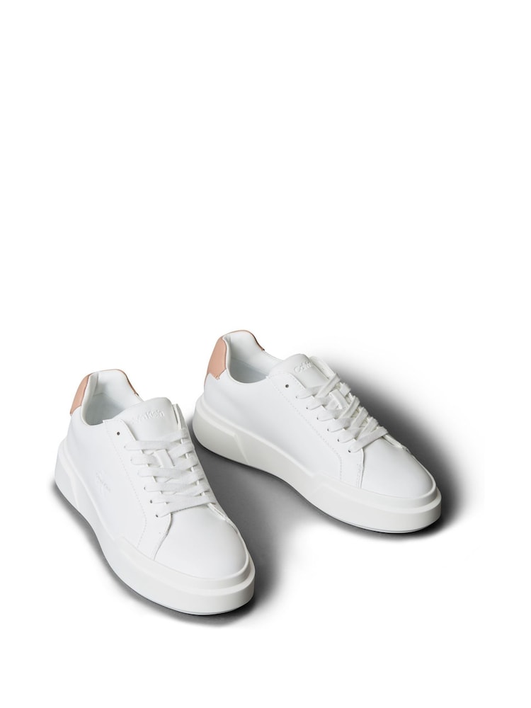 Buy Calvin Klein White Leather Durable Traction NYC Trainers  display picture 1
