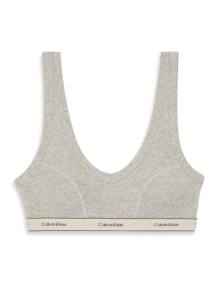 Calvin Klein Grey Lightly Lined Triangle Bralette Heritage Cotton Stretch - Image 1 of 1 Calvin Klein Grey Lightly Lined Triangle Bralette Heritage Cotton Stretch - Image 1 of 1