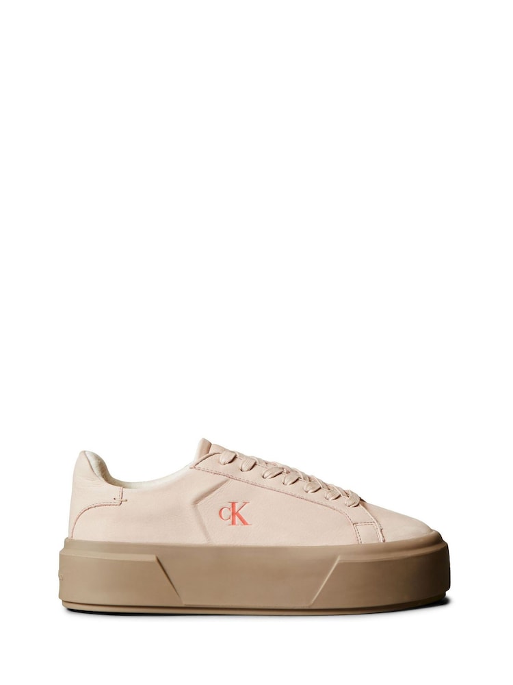Calvin Klein Pink Leather Warm Winter Platform Trainers - Image 1 of 6 Calvin Klein Pink Leather Warm Winter Platform Trainers - Image 1 of 6