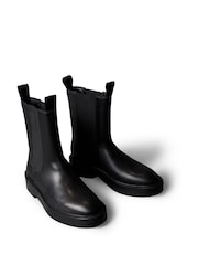 Calvin Klein Black Leather Stacked Heel Chelsea Boots - Image 1 of 6