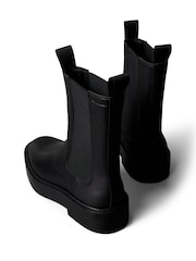 Calvin Klein Black Leather Stacked Heel Chelsea Boots - Image 5 of 6