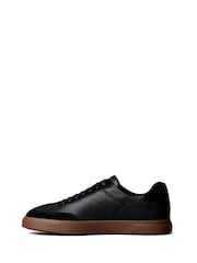 Calvin Klein Black Leather Signature Logo Trainers - Image 2 of 6