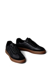 Calvin Klein Black Leather Signature Logo Trainers - Image 3 of 6