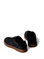 Calvin Klein Black Leather Signature Logo Trainers - Image 4 of 6