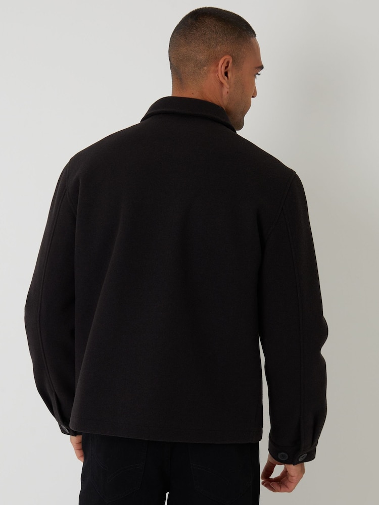 Threadbare Black Faux Wool Button Up Quilted Shacket - Image 2 of 4 Threadbare Black Faux Wool Button Up Quilted Shacket - Image 2 of 4