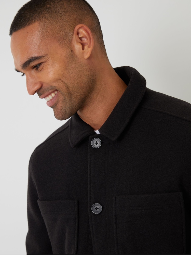 Threadbare Black Faux Wool Button Up Quilted Shacket - Image 4 of 4 Threadbare Black Faux Wool Button Up Quilted Shacket - Image 4 of 4