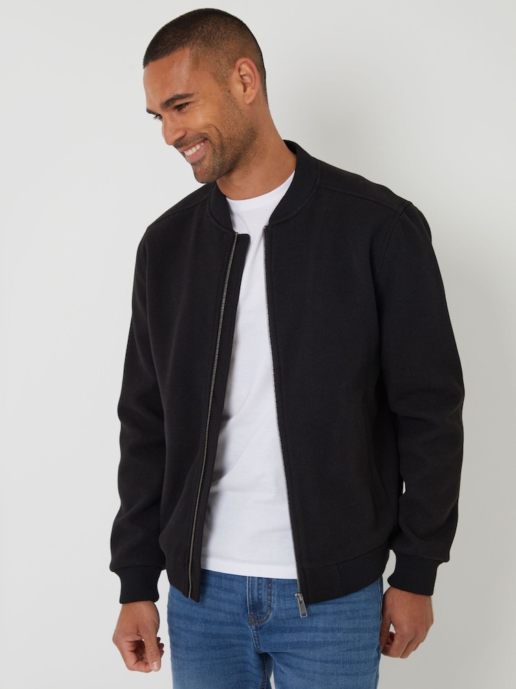 Threadbare Black Brushed Bomber Jacket - Image 1 of 4 Threadbare Black Brushed Bomber Jacket - Image 1 of 4