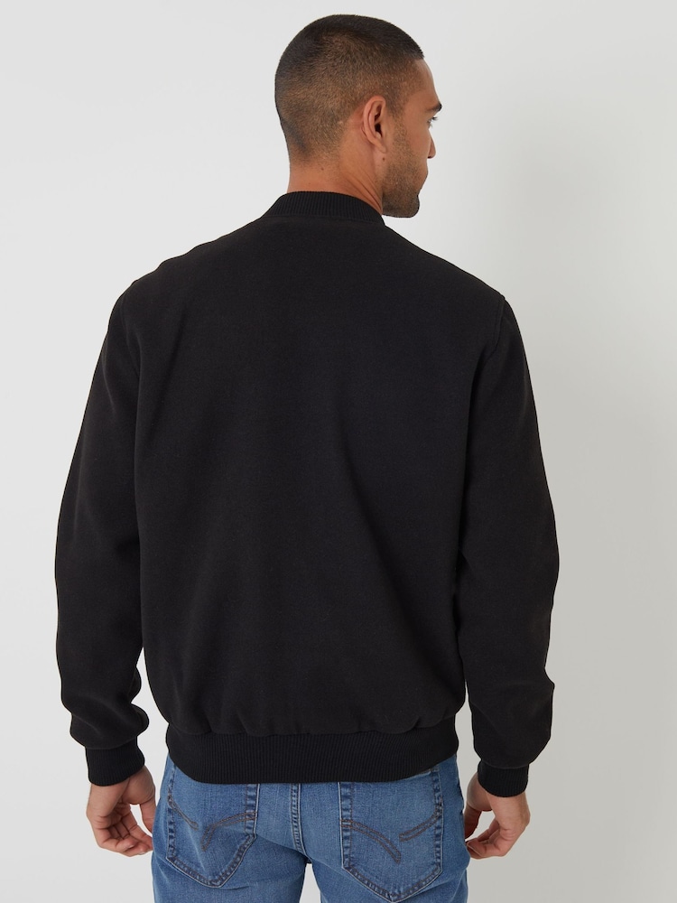 Threadbare Black Brushed Bomber Jacket - Image 2 of 4 Threadbare Black Brushed Bomber Jacket - Image 2 of 4