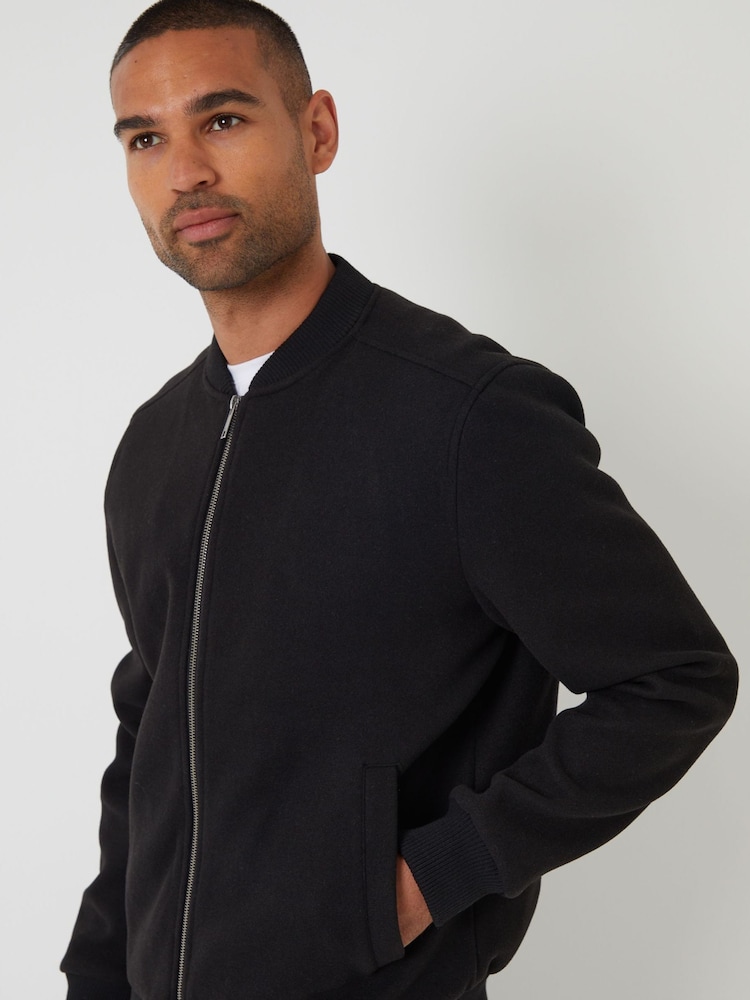 Threadbare Black Brushed Bomber Jacket - Image 4 of 4