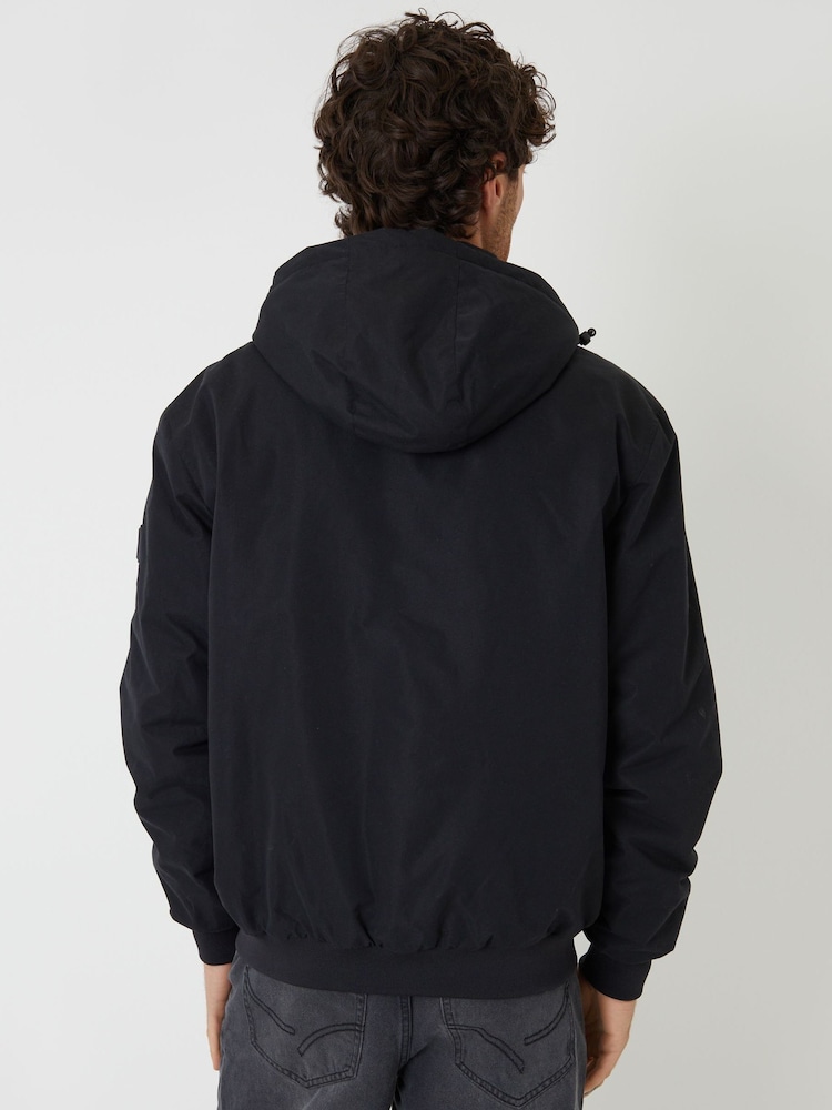 Threadbare Black Microfleece Lined Hooded Lightweight Jacket - Image 2 of 4