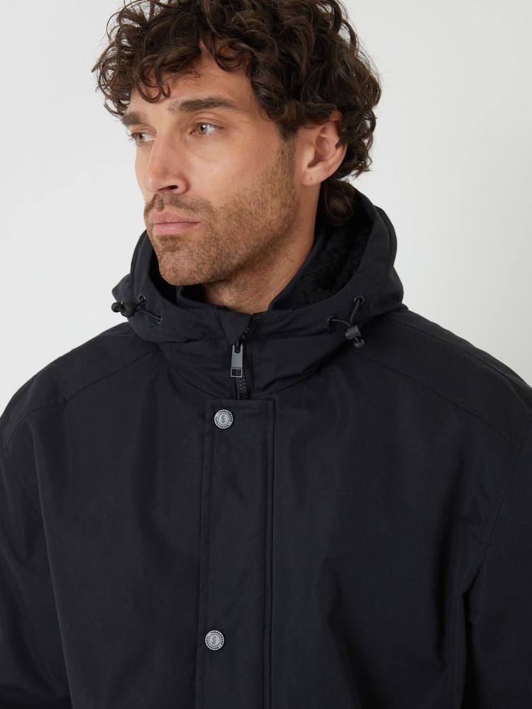 Threadbare Black Microfleece Lined Hooded Lightweight Jacket - Image 4 of 4