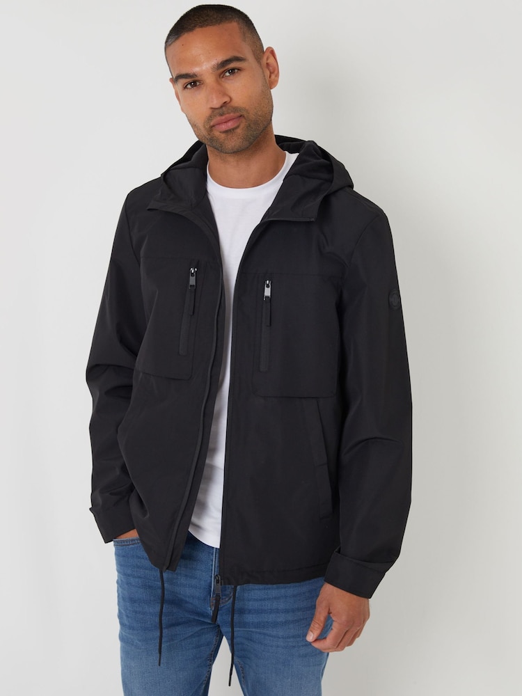Threadbare Black Microfleece Lined Hooded Jacket - Image 1 of 4 Threadbare Black Microfleece Lined Hooded Jacket - Image 1 of 4
