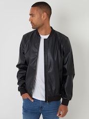 Threadbare Black Faux Leather Biker Jacket - Image 1 of 4