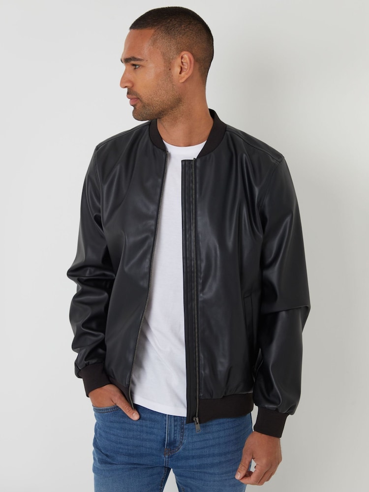 Threadbare Black Faux Leather Biker Jacket - Image 1 of 4