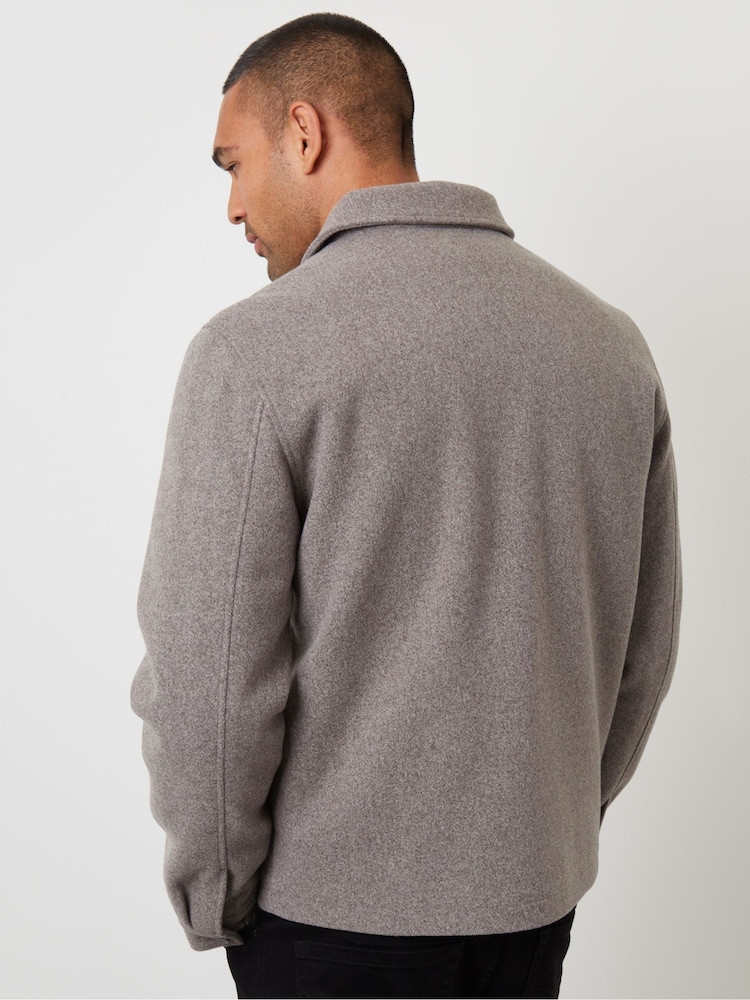 Threadbare Grey Faux Wool Button Up Quilted Shacket - Image 2 of 4