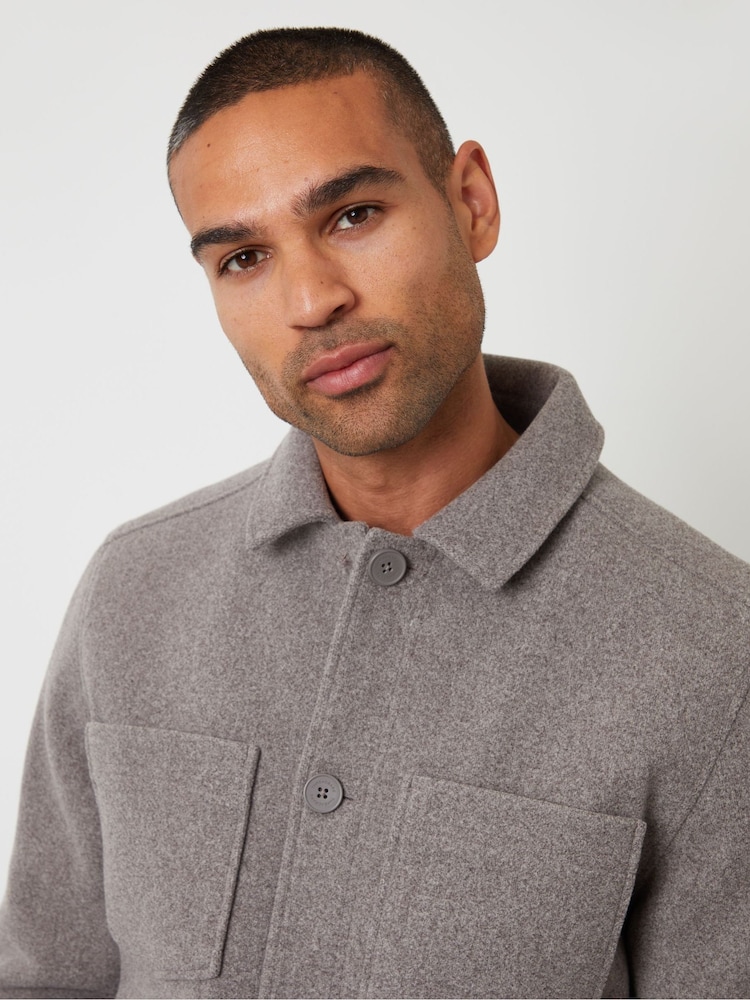Threadbare Grey Faux Wool Button Up Quilted Shacket - Image 4 of 4 Threadbare Grey Faux Wool Button Up Quilted Shacket - Image 4 of 4