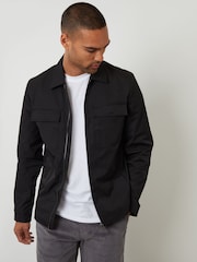 Threadbare Black Lightweight Collared Zip Up Jacket - Image 1 of 4
