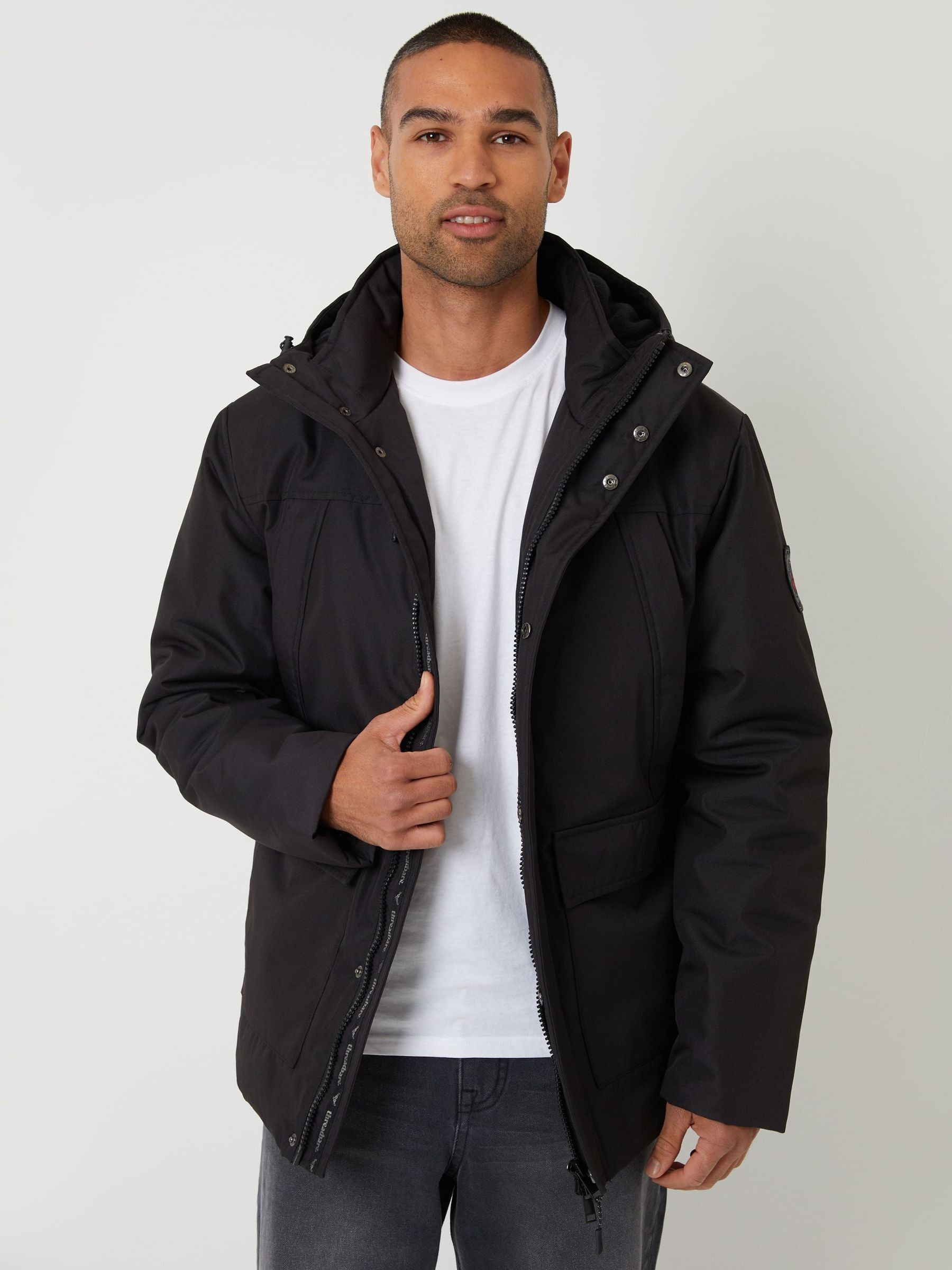 Buy Threadbare Black Showerproof Longline Hooded Padded Jacket