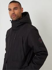 Threadbare Black Showerproof Longline Hooded Padded Jacket - Image 4 of 5