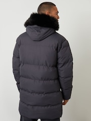Cinza - Jaqueta Parka Acolchoada Longline à Prova de Chuva Threadbare - Imagem 2 de 5