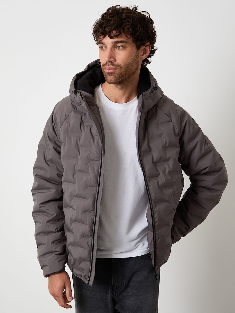 Threadbare Grey Hooded Quilted Jacket - Image 1 of 4