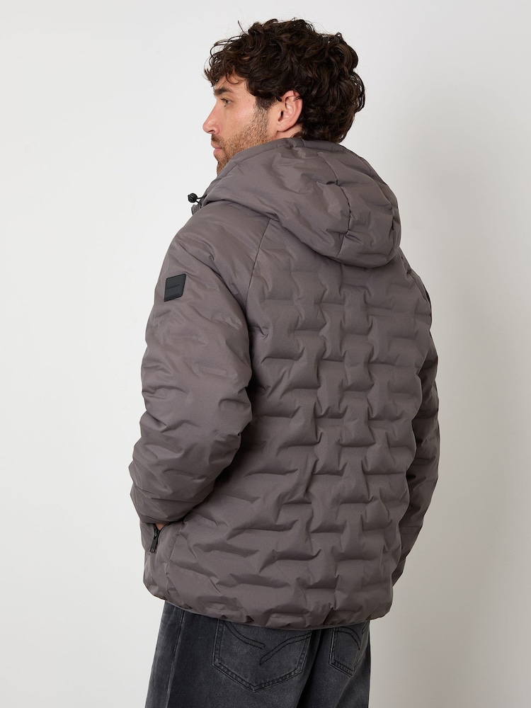 Threadbare Grey Hooded Quilted Jacket - Image 2 of 4 Threadbare Grey Hooded Quilted Jacket - Image 2 of 4