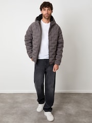Threadbare Grey Hooded Quilted Jacket - Image 3 of 4