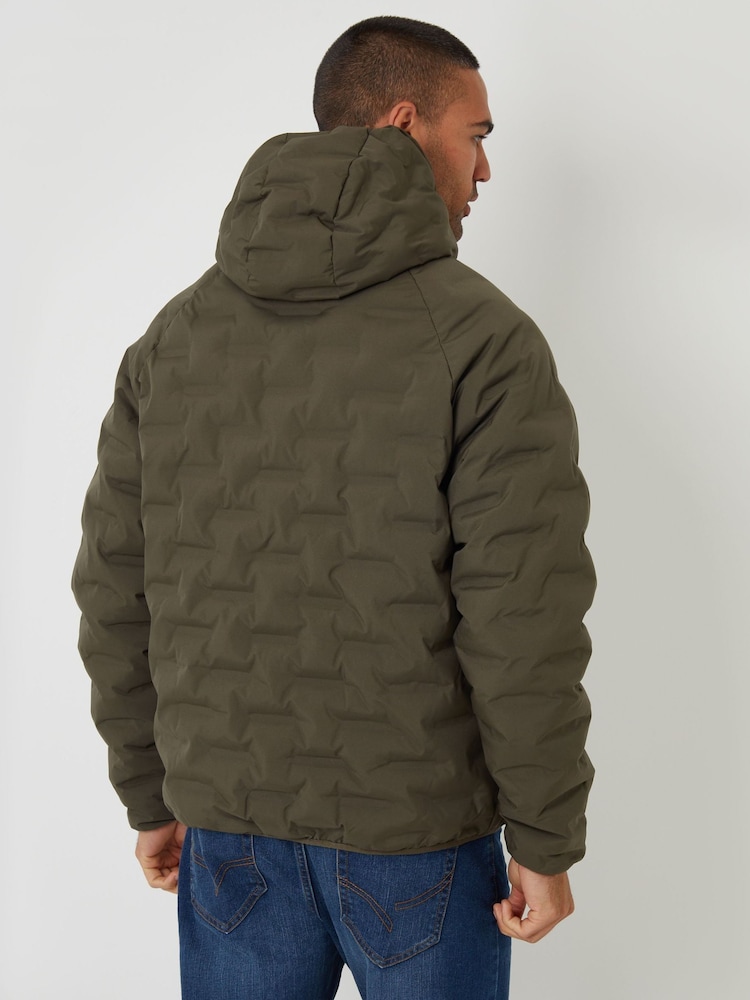 Threadbare Green Hooded Quilted Jacket - Image 2 of 4