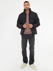 Threadbare Black Funnel Neck Puffer Jacket - Image 2 of 5