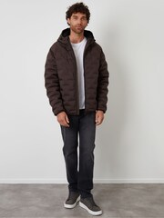 Threadbare Brown Hooded Quilted Jacket - Image 2 of 4