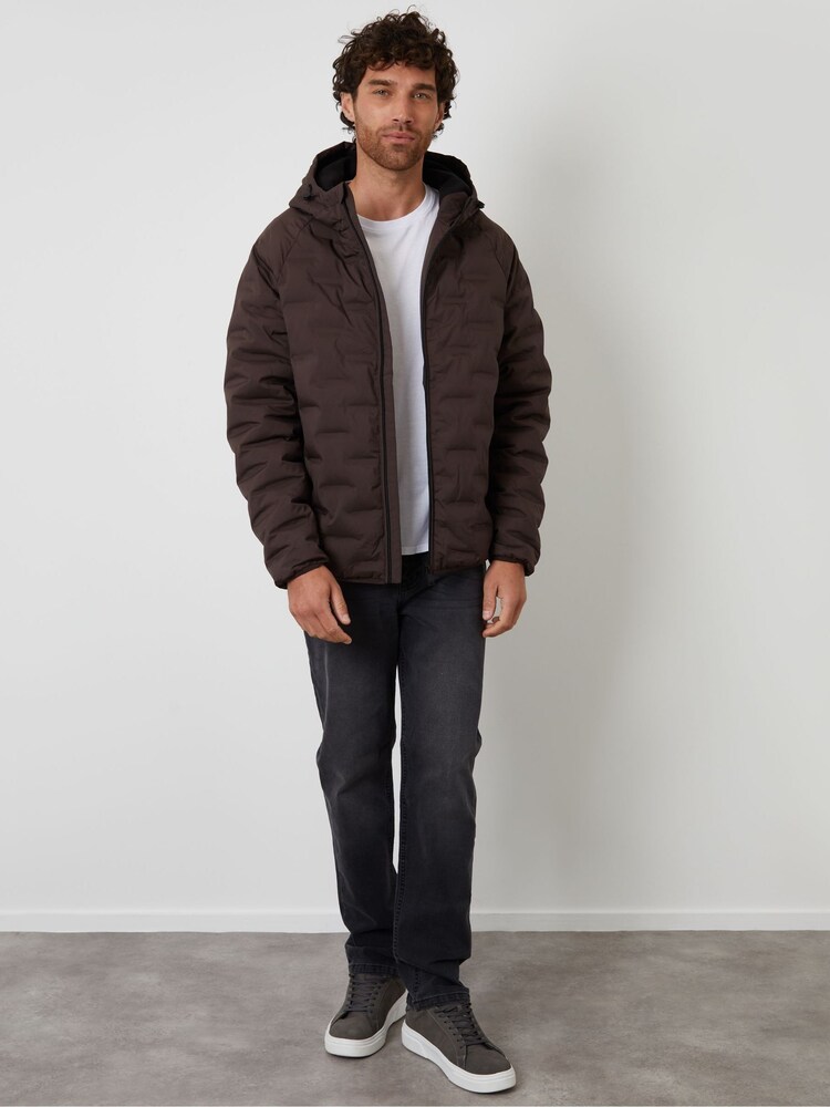Threadbare Brown Hooded Quilted Jacket - Image 2 of 4