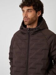 Threadbare Brown Hooded Quilted Jacket - Image 3 of 4