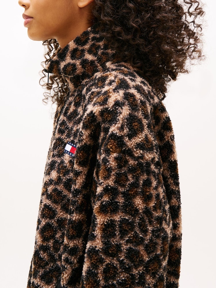 Tommy Jeans Black Badge Teddy Oversized Zip-Through Sweatshirt - Image 2 of 5