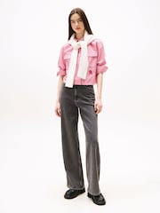 Tommy Jeans Red Crest Embroidery Relaxed Fit Cropped Shirt - Image 3 of 5