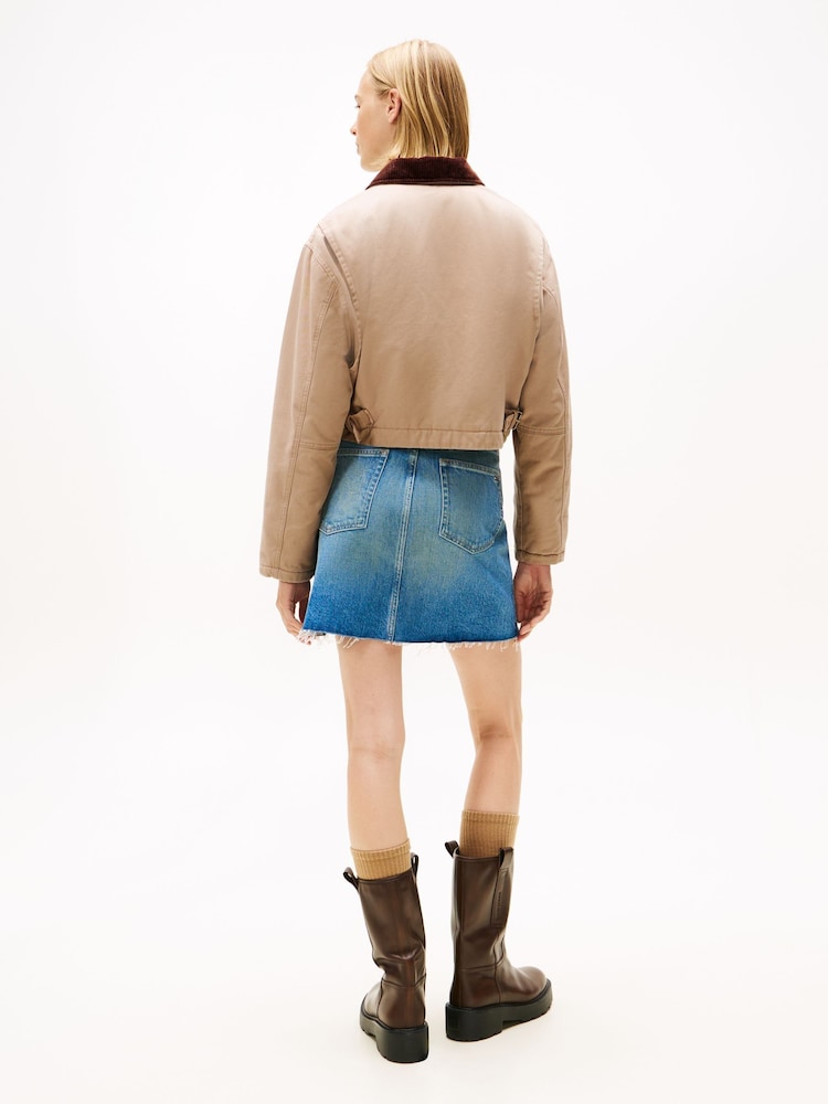 Tommy Jeans Brown Logo Appliqué Padded Cropped Coach Jacket - Image 2 of 5