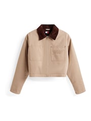 Tommy Jeans Brown Logo Appliqué Padded Cropped Coach Jacket - Image 5 of 5