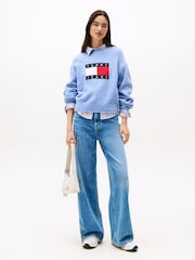 Tommy Jeans Blue Flag Relaxed Mélange Jumper - Image 3 of 5