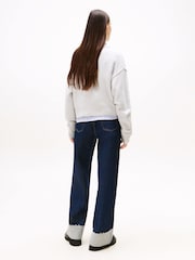 Tommy Jeans Grey Varsity Logo V-Neck Jumper With Wool - Image 2 of 5