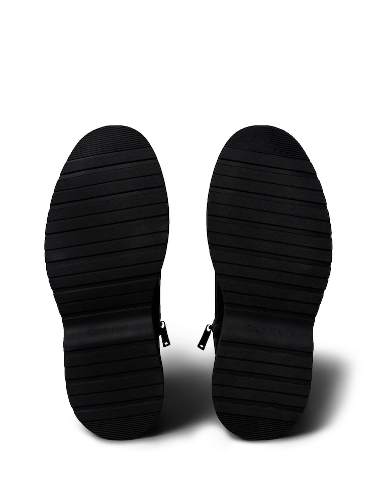 Calvin Klein Black Leather Apron Toe Lace-Up Zip Boots - Image 6 of 6 Calvin Klein Black Leather Apron Toe Lace-Up Zip Boots - Image 6 of 6